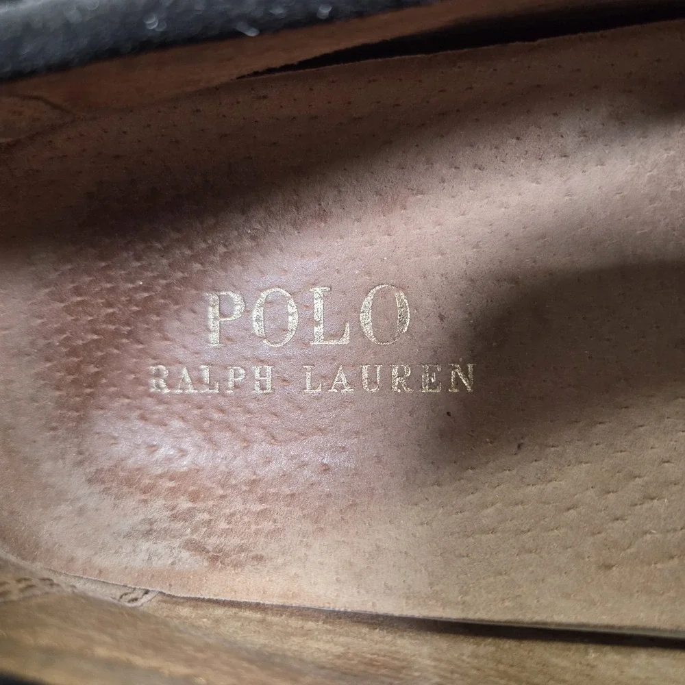 Polo Ralph Lauren Men Woodley Leather Driving Shoes 9D Loafers Dark Grey Slip On